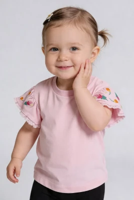 KOLLARI ÇİÇEK NAKIŞLI KIZ BEBE BADİ 1606
