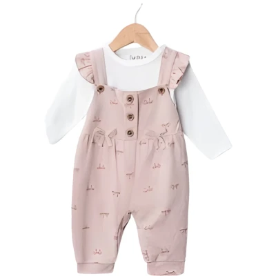 KURDELE DESEN RAPORLU 2 Lİ KIZ BEBE TULUM 1482