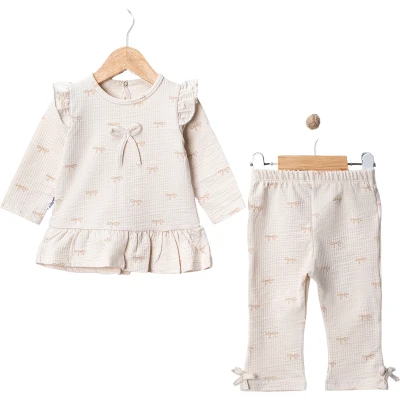 KURDELELİ DESEN KIZ BEBE 2 Lİ TAKIM 1481