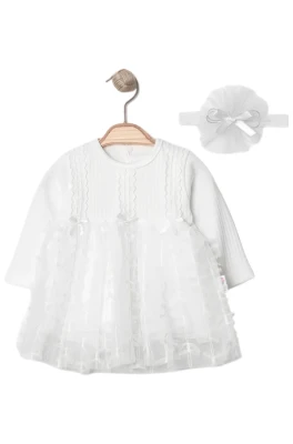 KURDELELİ KIZ BEBE 2 Lİ ELBİSE 1181