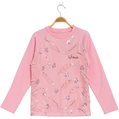 KUŞ TÜYÜ MOTİFLİ REGLAN KOL KIZ ÇOCUK BADİ 7728