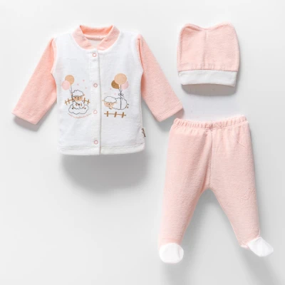KUZU BASKILI KADİFE BEBE TAKIM 3658