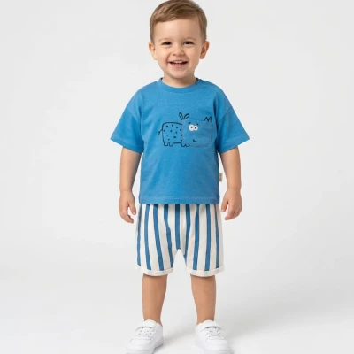 KUZU NAKIŞLI ERKEK BEBE İKİLİ TAKIM 3123