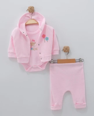 KUZU NAKIŞLI HIRKALI KIZ BEBE 3'LÜ TAKIM 1242