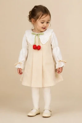 LALELİ FİSTOLU KIZ BEBE ELBİSE 6584