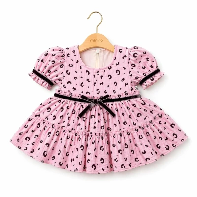LEOPAR BASKILI KIZ BEBE KISAKOL ELBİSE 1726