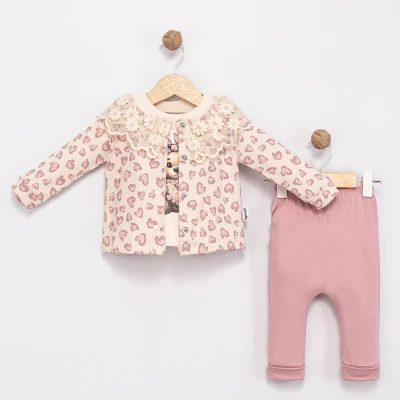 LEOPAR DESENLİ PAMUKLU 3 LÜ KIZ BEBE TAKIM 6124
