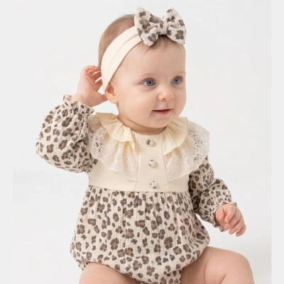 LEOPAR TEMALI KIZ BEBE MÜSLİN ROMPER 1150