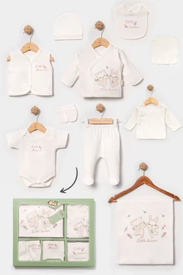 LİTTLE DANCERS NAKIŞLI PAMUKLU KIZ BEBE 10 LU ZIBIN SET 3039