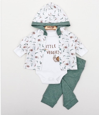 LITTLE NAKIŞLI 3 LÜ KAPŞONLU BEBE TAKIM 2269