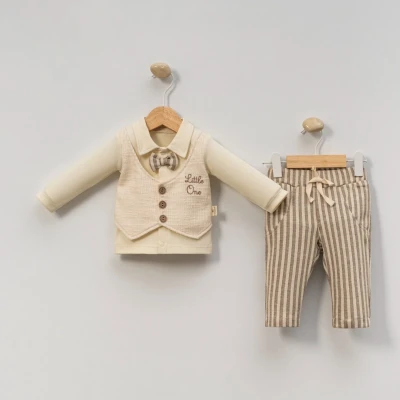 LITTLE ONE NAKIŞLI JAKARLI ERKEK BEBE 2'Lİ TAKIM 6010