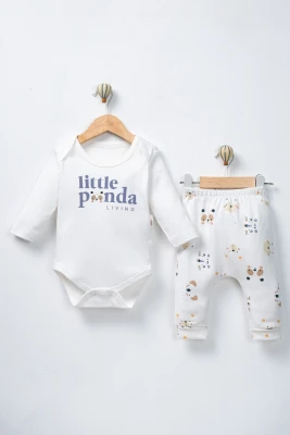 LİTTLE PANDA BASKILI BADİLİ ERKEK BEBE 2 Lİ TAKIM 60012