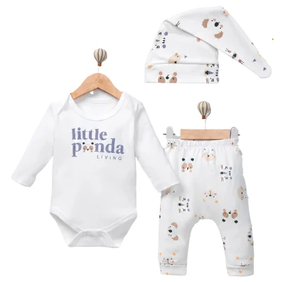 LİTTLE PANDA PAMUKLU BADİLİ 3 LÜ BEBE TAKIM 510