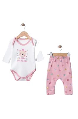LİTTLE PRINCESS BASKILI BADİLİ 2 Lİ BEBE TAKIM 60022