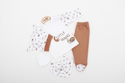 LİTTLE VEGGİES NAKIŞLI 5 Lİ BEBE ZIBIN TAKIM 2268