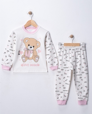 LOVE AYICIKLI BASKILI KIZ ÇOCUK PİJAMA TAKIM 4036