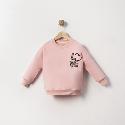 LOVE SİMLİ BASKILI  3/6 YAŞ OVERSİZE KIZ SWEAT
