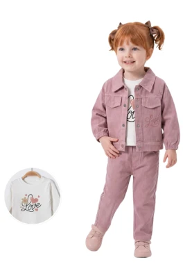 LOVE YAZILI KIZ BEBE 3 LÜ TAKIM 1367