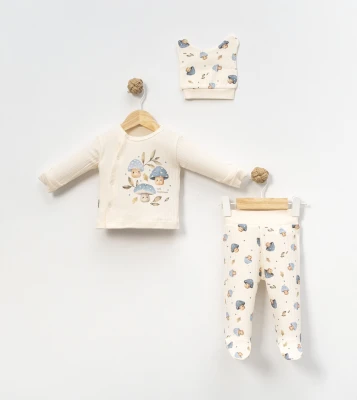 MANTAR NAKIŞLI ERKEK BEBE 3 LÜ TAKIM 9451