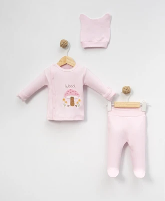 MANTAR SÜZENE NAKIŞLI 3 LÜ KIZ BEBE TAKIM 9447