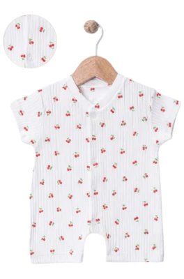 MİNİ KİRAZ BASKILI ŞORTLU BEBE PENYE TULUM 300048