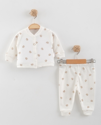 MİNİK AYICIK BASKILI PENYE BEBE PİJAMA TAKIM 2542