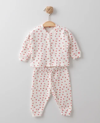 MİNİK ÇİLEK BASKILI BEBE PİJAMA TAKIM 2541