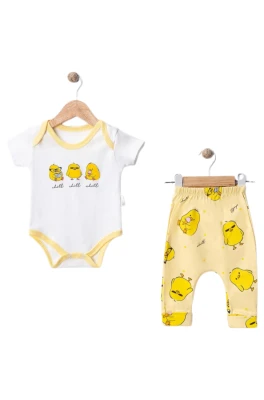 MİNİK CİVCİV BASKILI KISA KOLLU BADİLİ BEBE TAKIM 40024