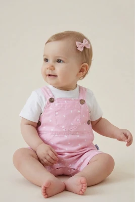 MİNİK KALP BASKILI KIZ BEBE 2 Lİ SLOPET 1129