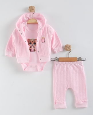 MİNİK KAPLAN BASKILI 3'LÜ BEBE TAKIM 1235