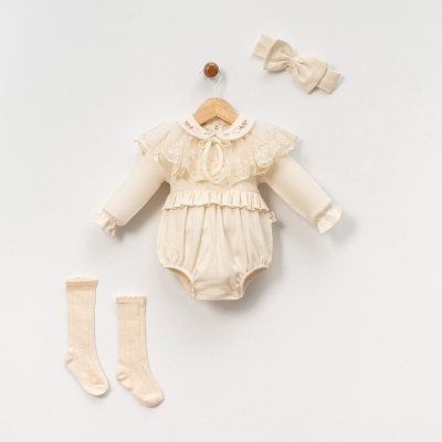 MOBİL DANTEL YAKALI KIZ BEBE ROMPER 1105