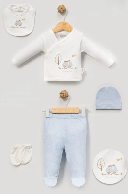 MOTORSİKLET NAKIŞLI 5 Lİ BEBE ZIBIN SETİ 20241