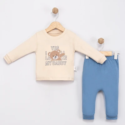 MY DADDY AYICIK NAKIŞLI PAMUKLU 2 Lİ BEBE TAKIM 2035