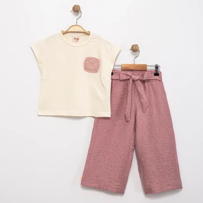 NAKIŞLI PANTALONLU KIZ ÇOCUK TAKIM 27339