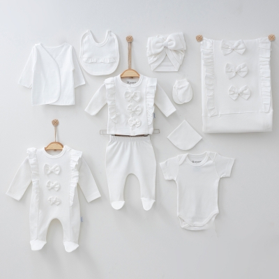 NATUREL FİYONKLU KIZ 10 LU BEBE ZIBIN SET 3005