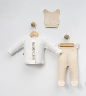 ÖN PAT BASKILI 3 LÜ ERKEK BEBE TAKIM 9445