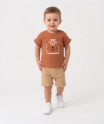 ÖNÜ BASKILI ERKEK BEBE İKİLİ TAKIM 3122