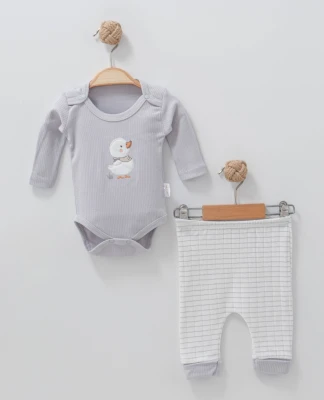 ÖRDEK NAKIŞLI ERKEK BEBE İKİLİ BADY TAKIM 2434