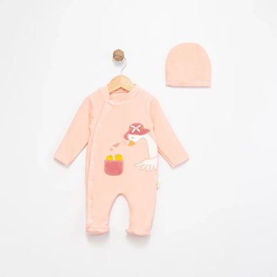 ÖRDEK NAKIŞLI KADİFE BEBE TULUM 1252