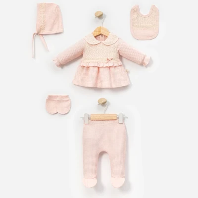 ÖRME DESENLİ PAMUKLU 5 Lİ KIZ BEBE ZIBIN SET 2134