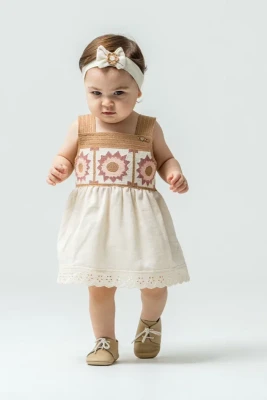 OTANTİK NAKIŞLI KIZ BEBE AYLIK ELBİSE 2268