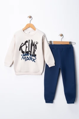 OVERSIZE RELME BASKILI 3 İP ERKEK ÇOCUK TAKIM  5580