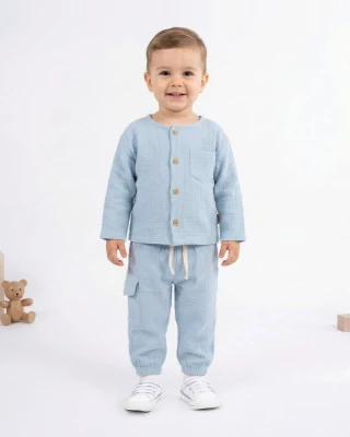 PAÇASI LASTİKLİ MÜSLİN ERKEK BEBE TAKIM 2000