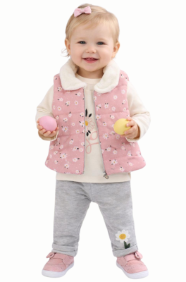 PAPATYA BASKILI ŞİŞME YELEKLİ 3 LÜ BEBE TAKIM 937