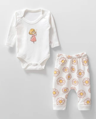 PAPATYA FİTİLLİ PAMUKLU 2 Lİ BEBE TAKIM 2439