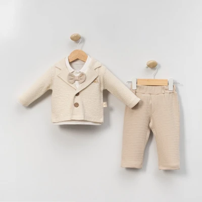 PAPYON DETAYLI CEKETLİ ERKEK BEBE 3 LÜ TAKIM 4055