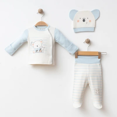 PAPYONLU KOALA PAMUKLU 3 LÜ ERKEK BEBE TAKIM 5014