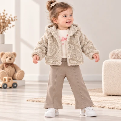 PELUŞ HIRKALI 3 LÜ KIZ BEBE TAKIM 8046