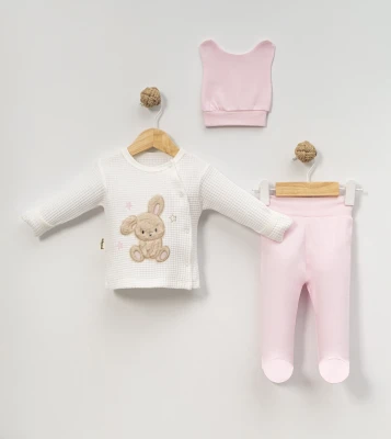 PELUŞ TAVŞANCIK NAKIŞLI 3 LÜ BEBE TAKIM 9441