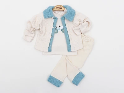 PELUŞ YAKA HIRKALI 3 LÜ BEBE TAKIM 2446